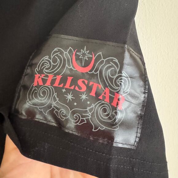 New Killstar Lil Vampurr Mini Shirt Dress Black Front Button Short Sleeve Sz XL - Picture 8 of 8